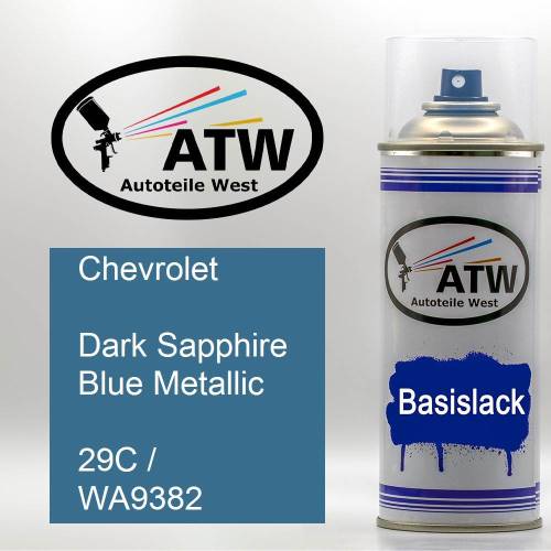 Chevrolet, Dark Sapphire Blue Metallic, 29C / WA9382: 400ml Sprühdose, von ATW Autoteile West.